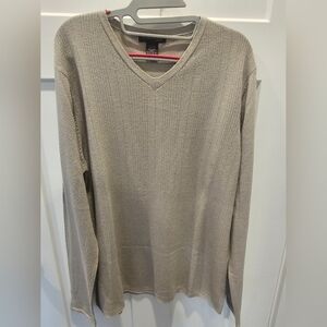 Kenneth Cole Reaction Men’s XL Beige V-Neck Sweater Long Sleeve Knit Pullover